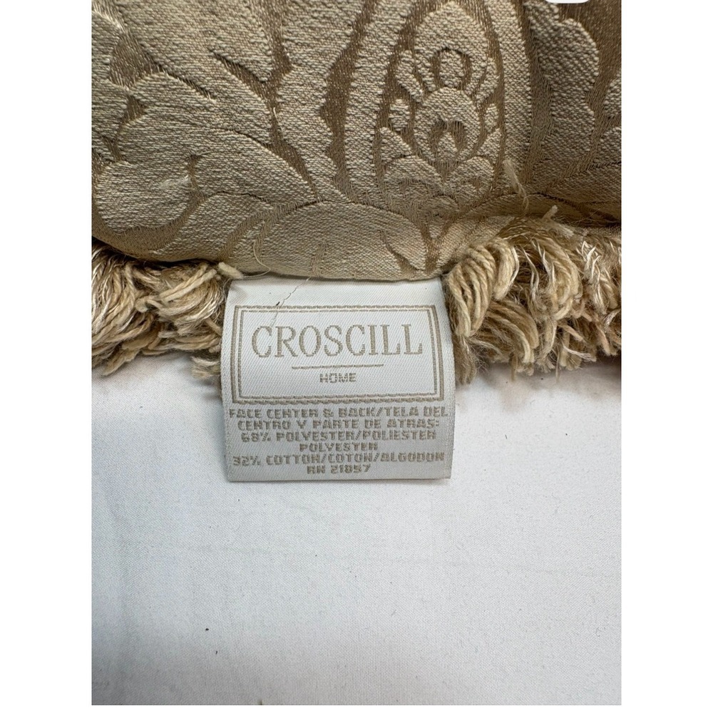 Croscill Home Damask Throw Pillows Gold Champagne Tassel Fringe Set of 2 - Picture 6 of 6